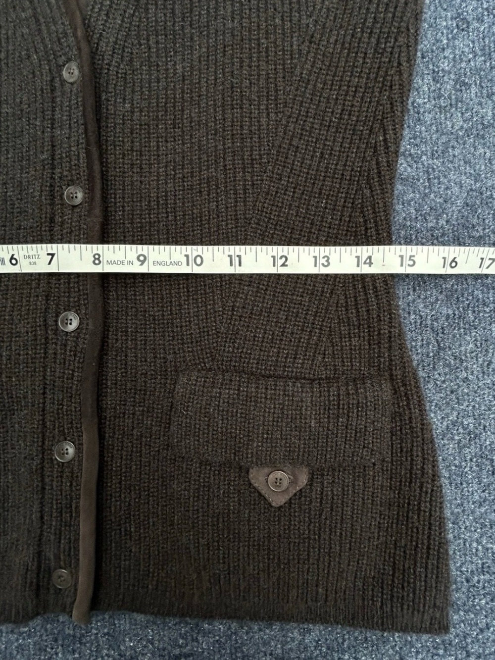 Loro Piana Dark Brown 100% Cashmere & Suede Trim Button-Front Sweater Vest - Picture 14 of 16